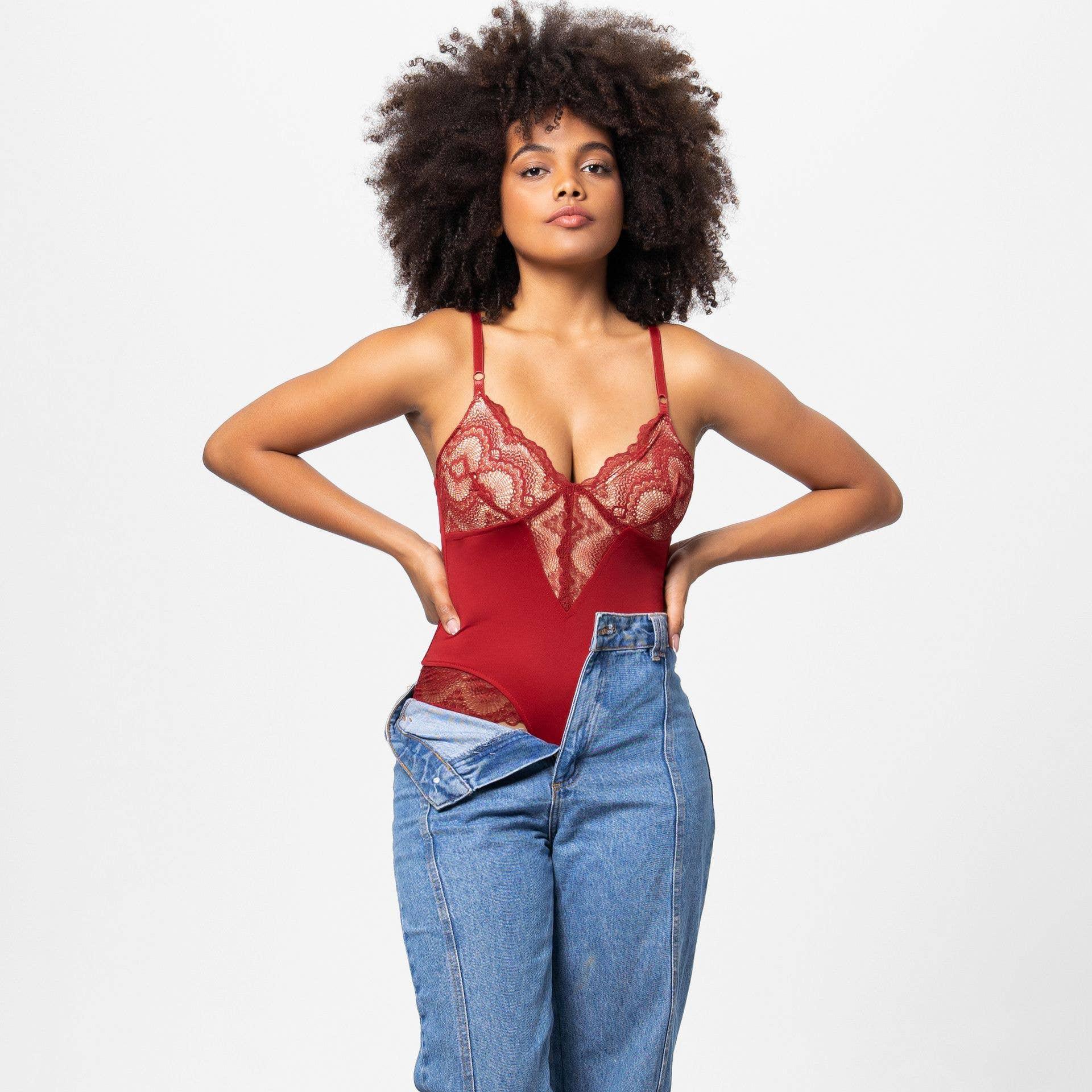Sexy Solid Color Teddy Lace Lingerie Bodysuit 32524 - SWEETKAMA