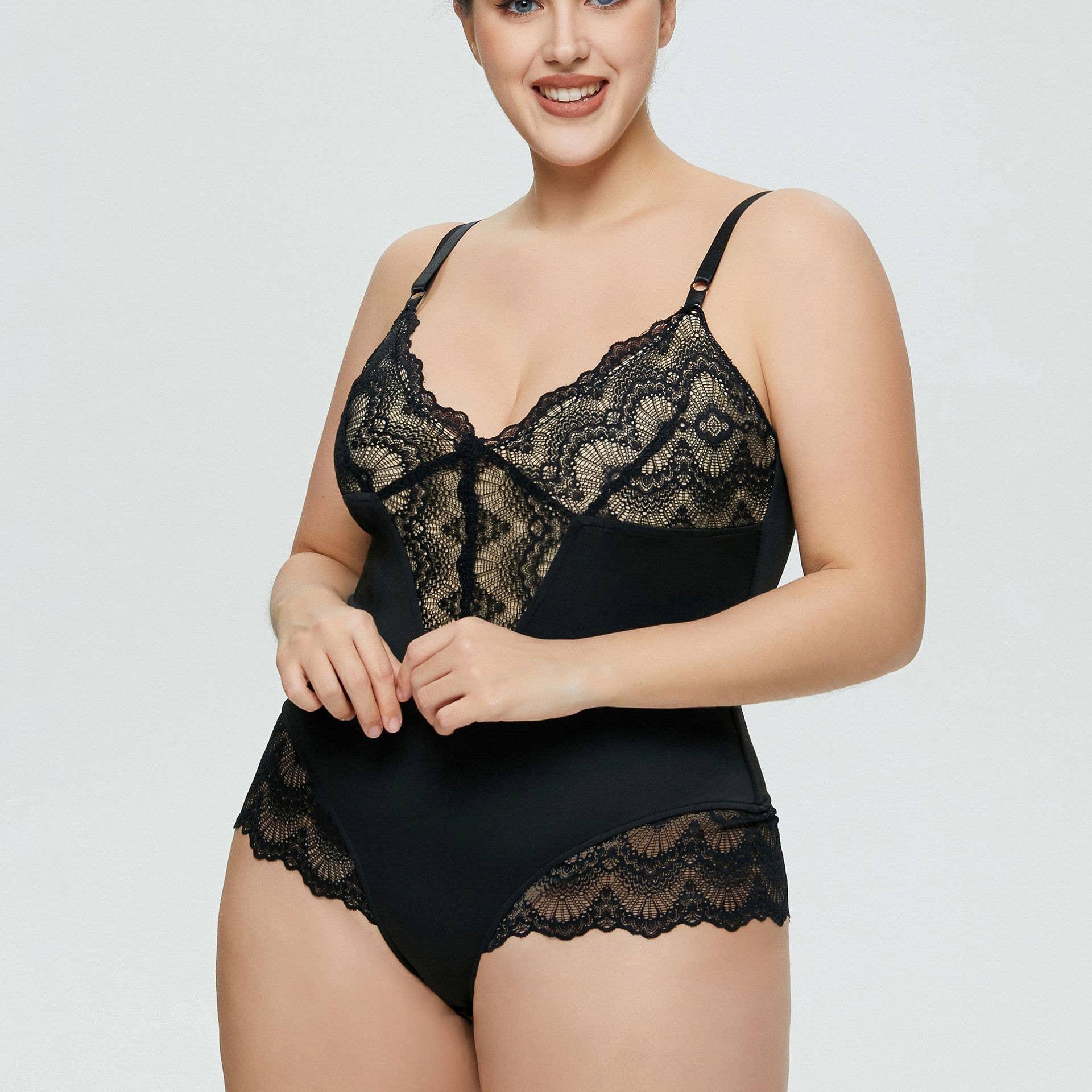 Sexy Solid Color Teddy Lace Lingerie Bodysuit 32524 - SWEETKAMA