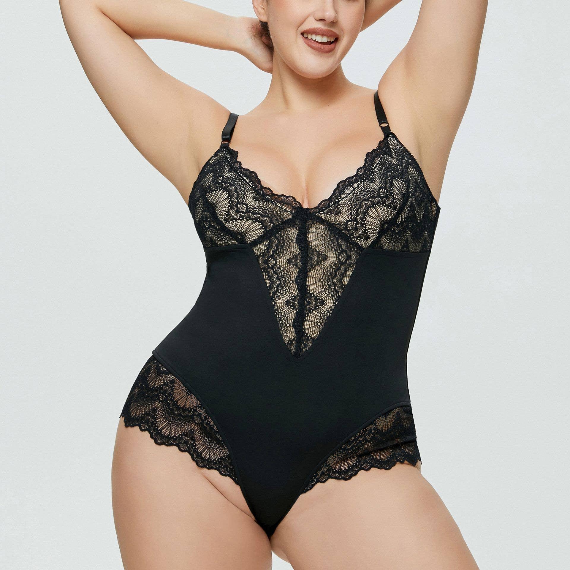 Sexy Solid Color Teddy Lace Lingerie Bodysuit 32524 - SWEETKAMA