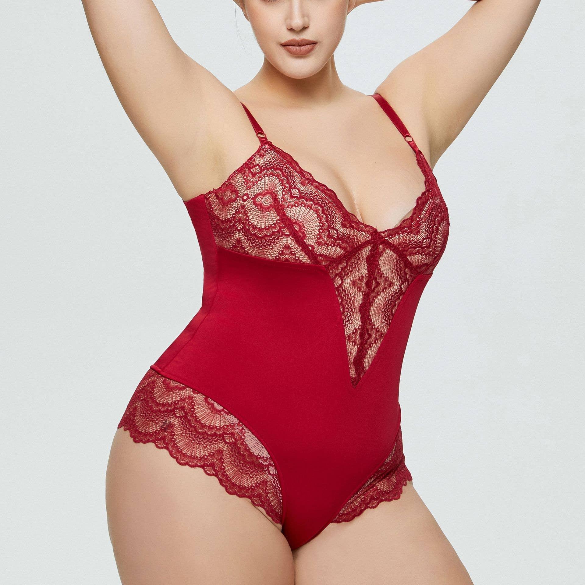 Sexy Solid Color Teddy Lace Lingerie Bodysuit 32524 - SWEETKAMA