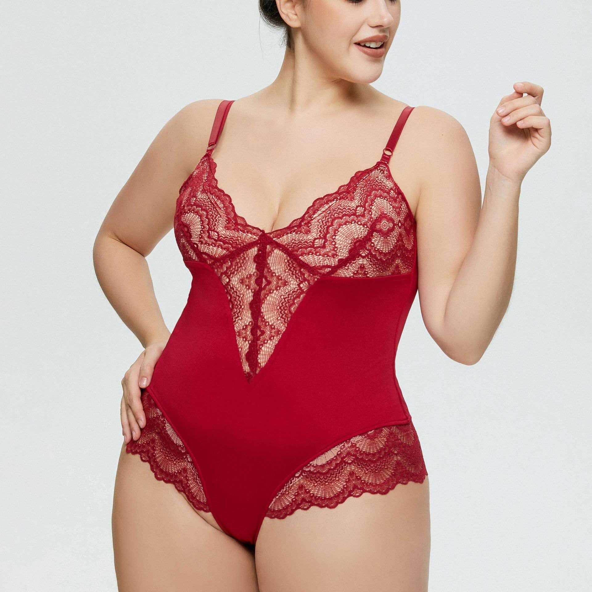 Sexy Solid Color Teddy Lace Lingerie Bodysuit 32524 - SWEETKAMA