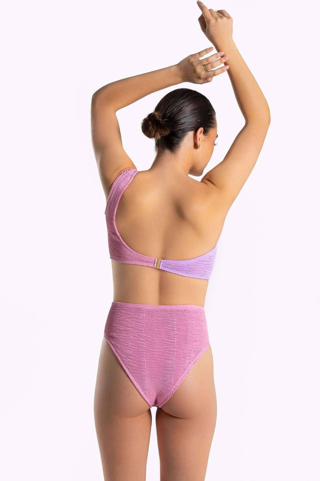 Shell Collection Wrinkle Color Block 2PCS Bikini Set Y66 - SWEETKAMA