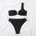 Shell Collection Wrinkle Color Block 2PCS Bikini Set Y66 - SWEETKAMA