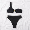 Shell Collection Wrinkle Color Block 2PCS Bikini Set Y66 - SWEETKAMA