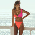 Shell Collection Wrinkle Color Block 2PCS Bikini Set Y66 - SWEETKAMA