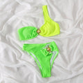 Shell Collection Wrinkle Color Block 2PCS Bikini Set Y66 - SWEETKAMA