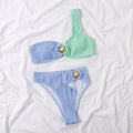 Shell Collection Wrinkle Color Block 2PCS Bikini Set Y66 - SWEETKAMA