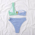 Shell Collection Wrinkle Color Block 2PCS Bikini Set Y66 - SWEETKAMA