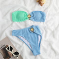 Shell Collection Wrinkle Solid Color 2PCS Bikini Set Y76 - SWEETKAMA