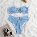 Shell Collection Wrinkle Solid Color 2PCS Bikini Set Y79 - SWEETKAMA