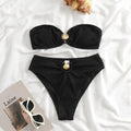 Shell Collection Wrinkle Solid Color 2PCS Bikini Set Y79 - SWEETKAMA