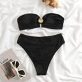 Shell Collection Wrinkle Solid Color 2PCS Bikini Set Y79 - SWEETKAMA