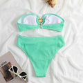 Shell Collection Wrinkle Solid Color 2PCS Bikini Set Y79 - SWEETKAMA