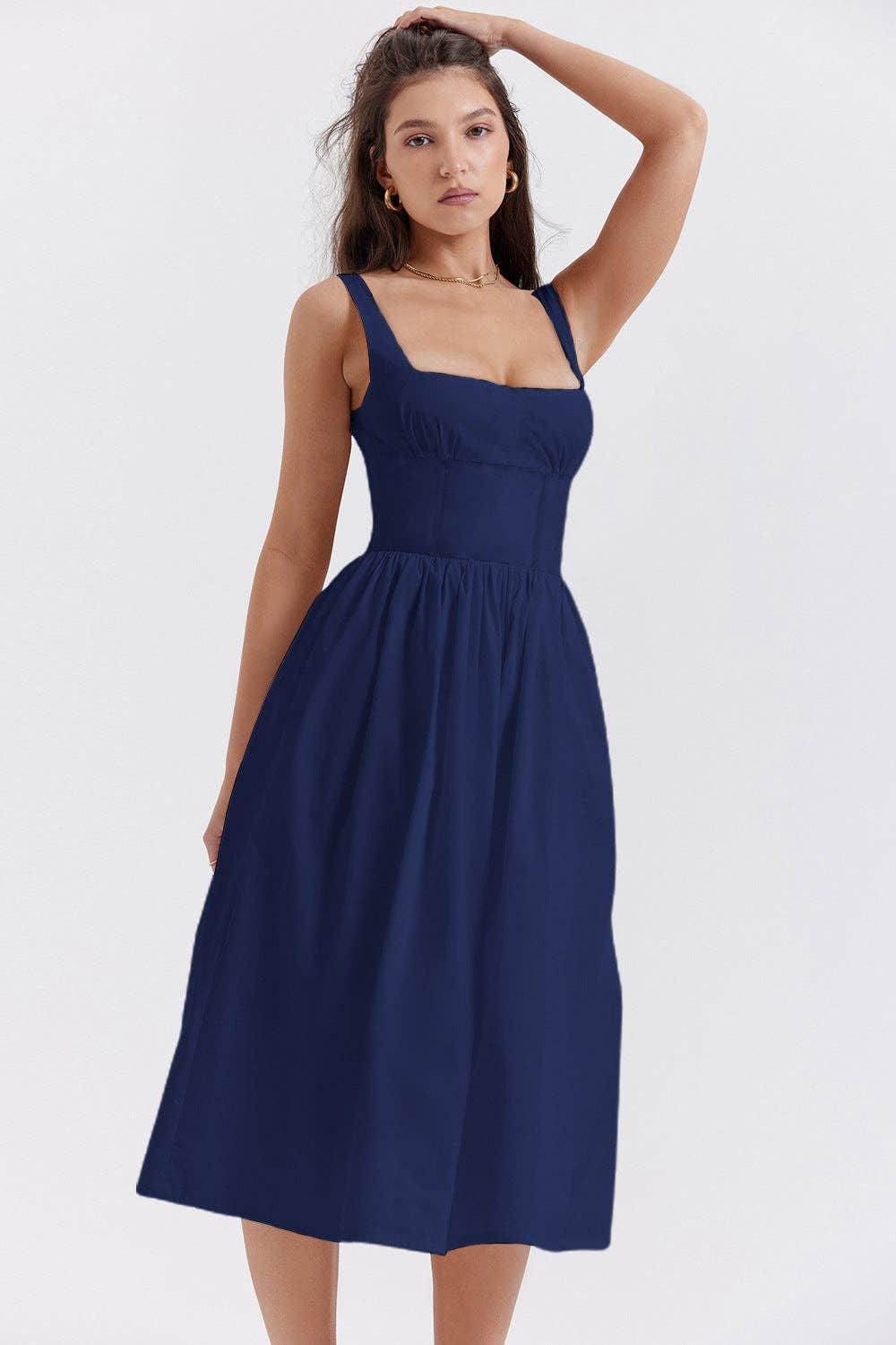 Sleeveless Solid Color Ladies Daily Dress 25521 - SWEETKAMA