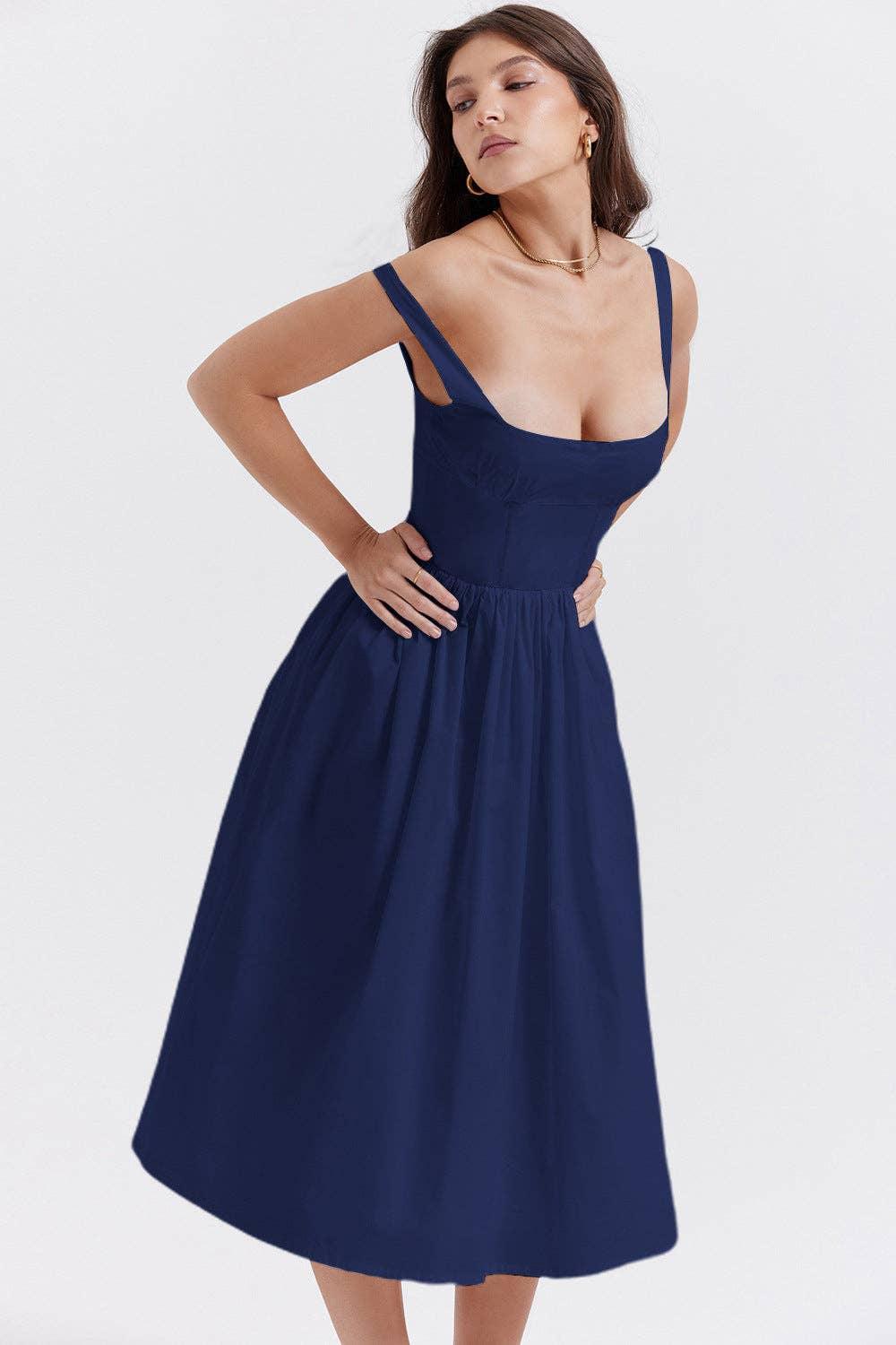 Sleeveless Solid Color Ladies Daily Dress 25521 - SWEETKAMA