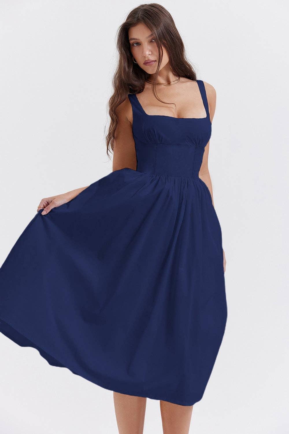 Sleeveless Solid Color Ladies Daily Dress 25521 - SWEETKAMA