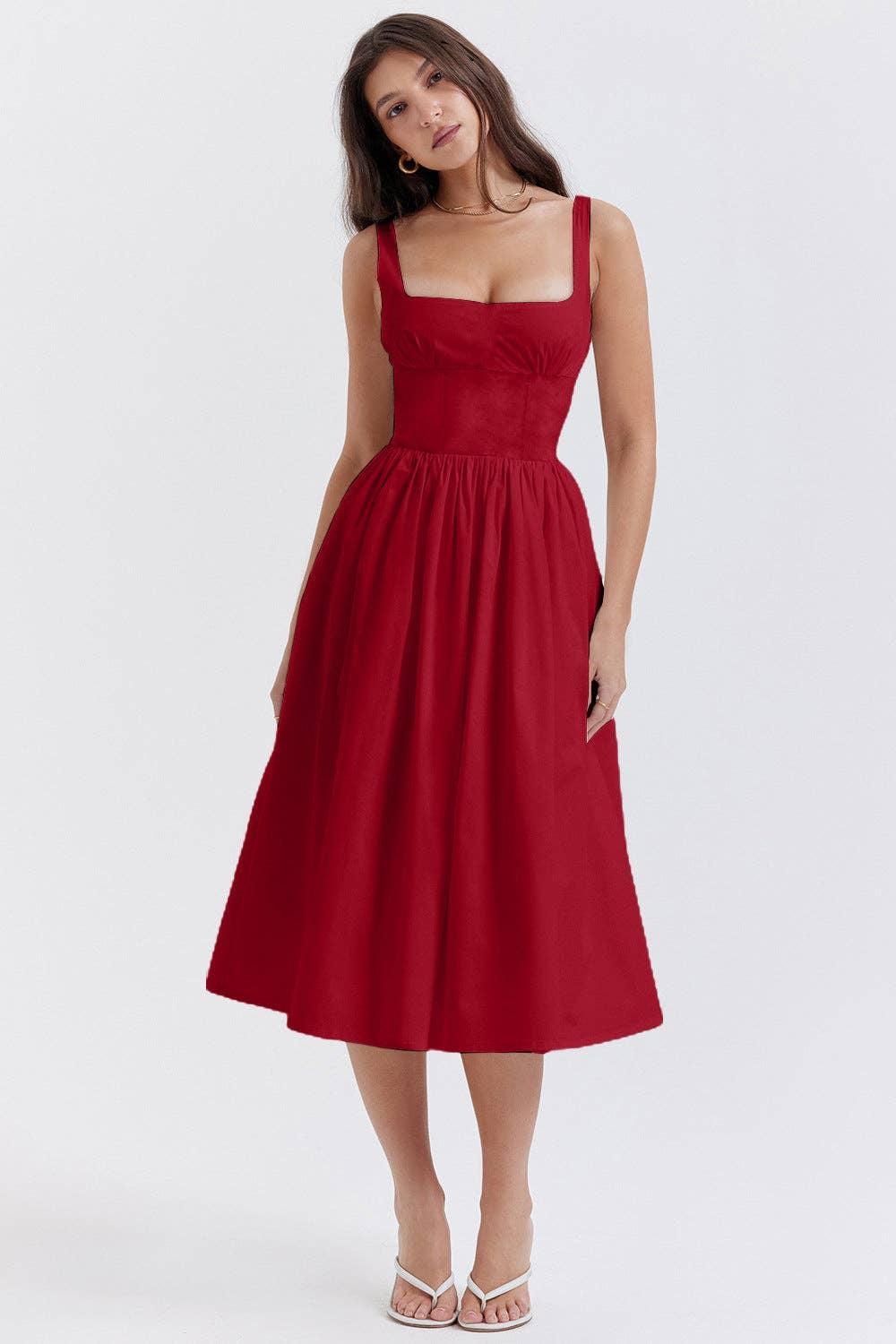 Sleeveless Solid Color Ladies Daily Dress 25521 - SWEETKAMA