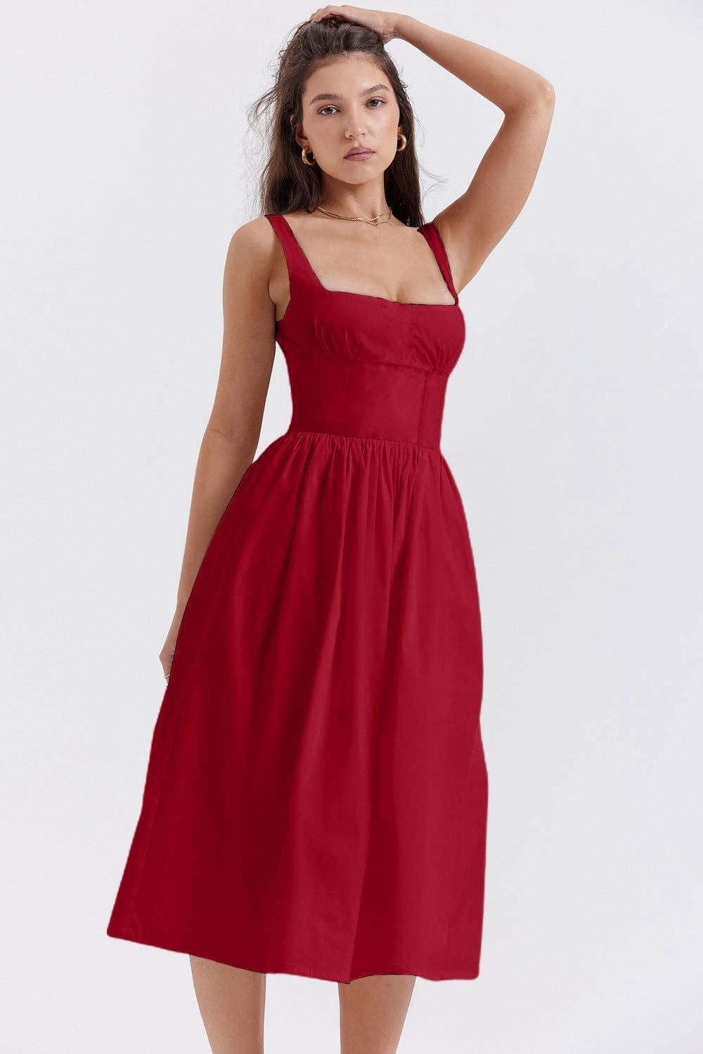 Sleeveless Solid Color Ladies Daily Dress 25521 - SWEETKAMA