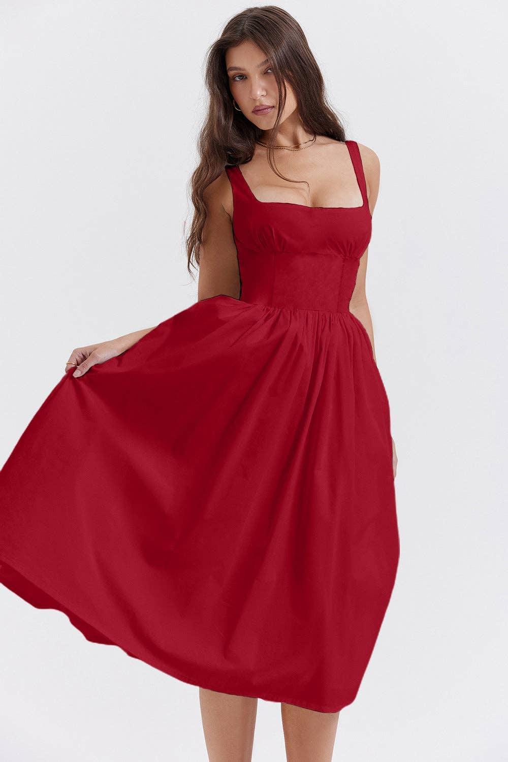 Sleeveless Solid Color Ladies Daily Dress 25521 - SWEETKAMA
