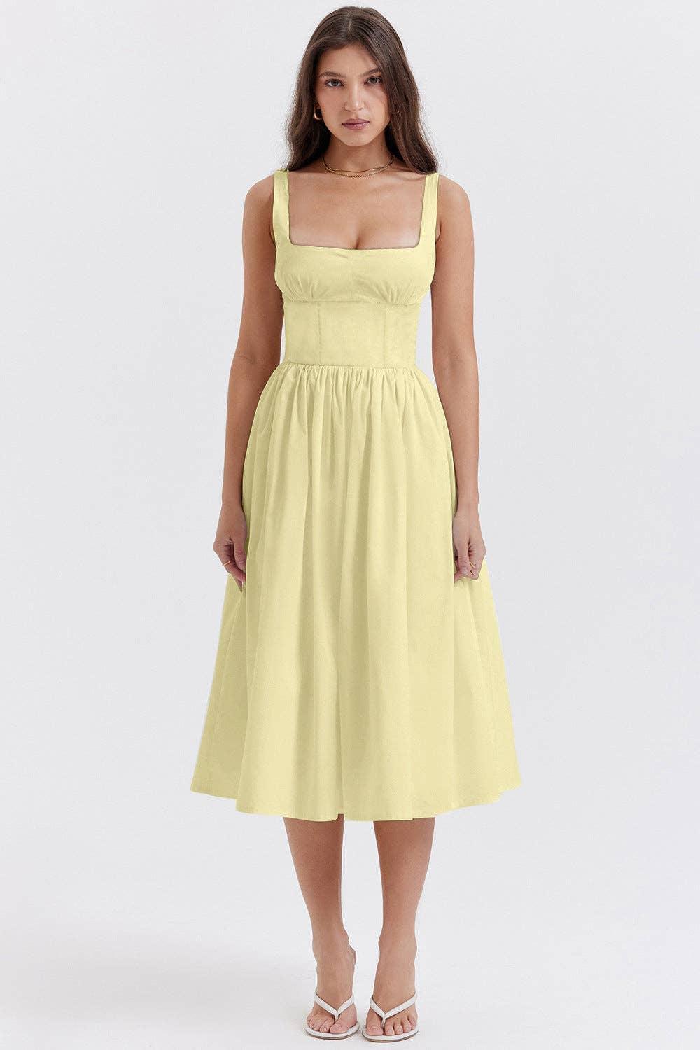 Sleeveless Solid Color Ladies Daily Dress 25521 - SWEETKAMA