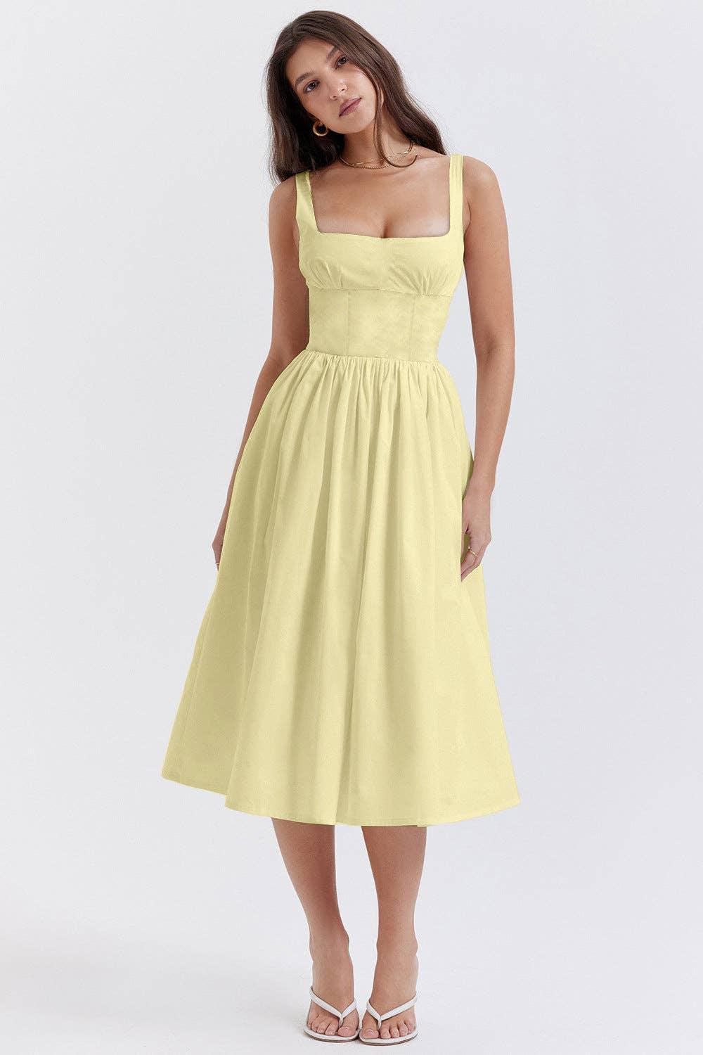 Sleeveless Solid Color Ladies Daily Dress 25521 - SWEETKAMA