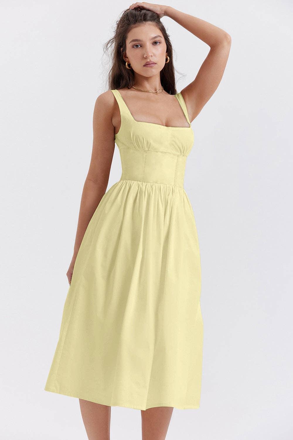 Sleeveless Solid Color Ladies Daily Dress 25521 - SWEETKAMA