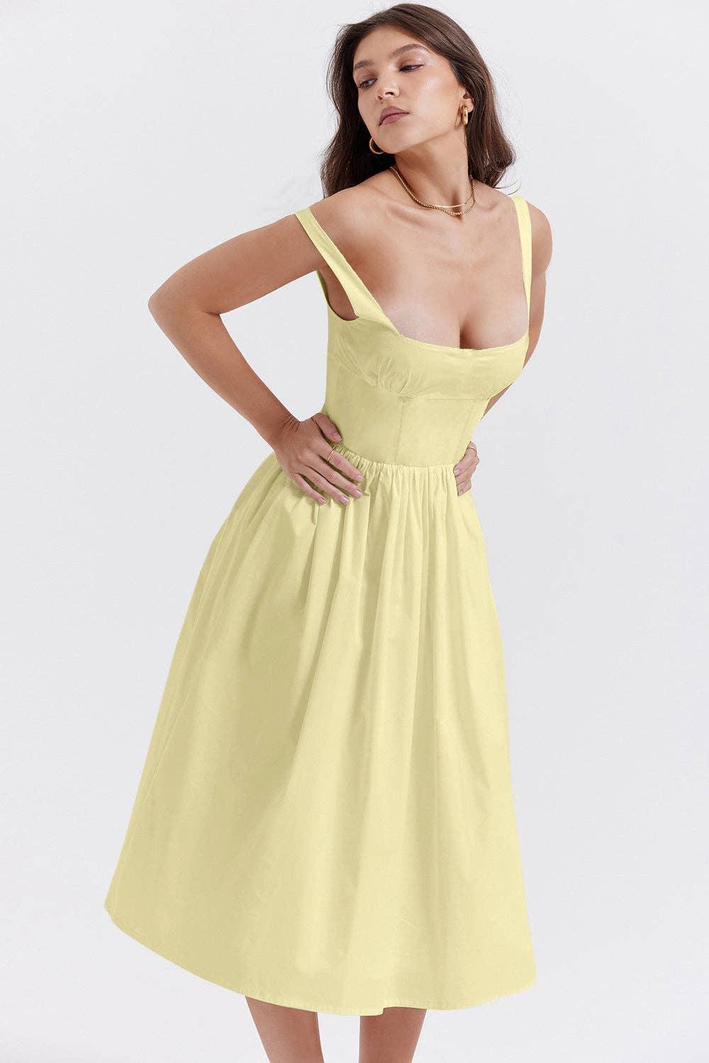 Sleeveless Solid Color Ladies Daily Dress 25521 - SWEETKAMA