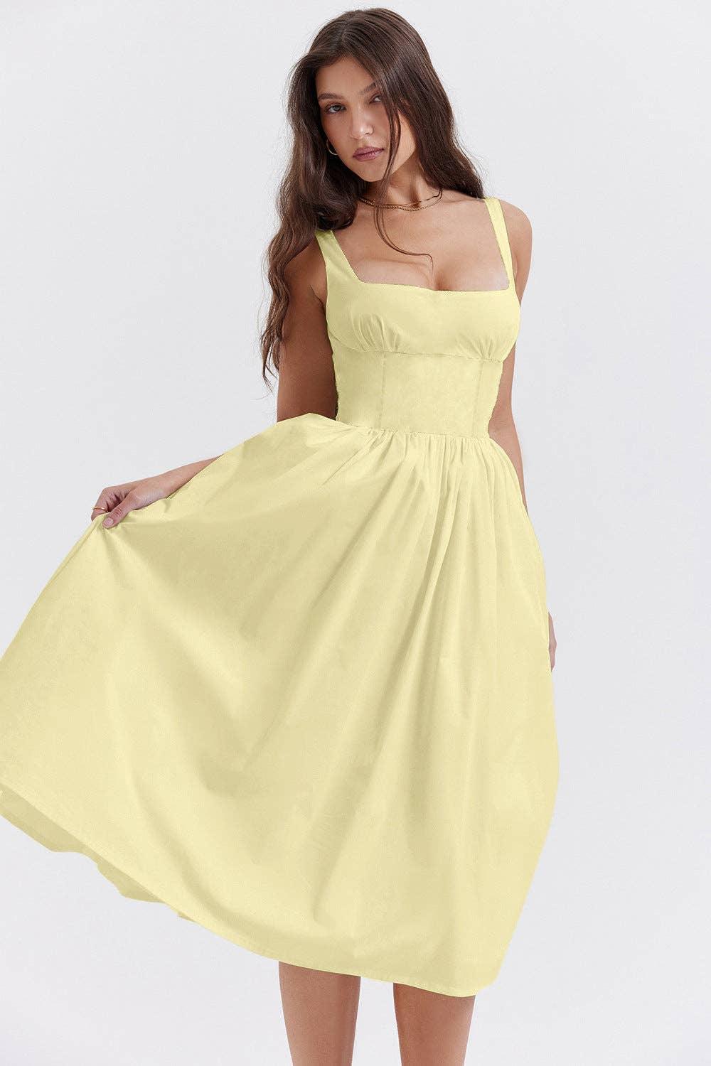 Sleeveless Solid Color Ladies Daily Dress 25521 - SWEETKAMA