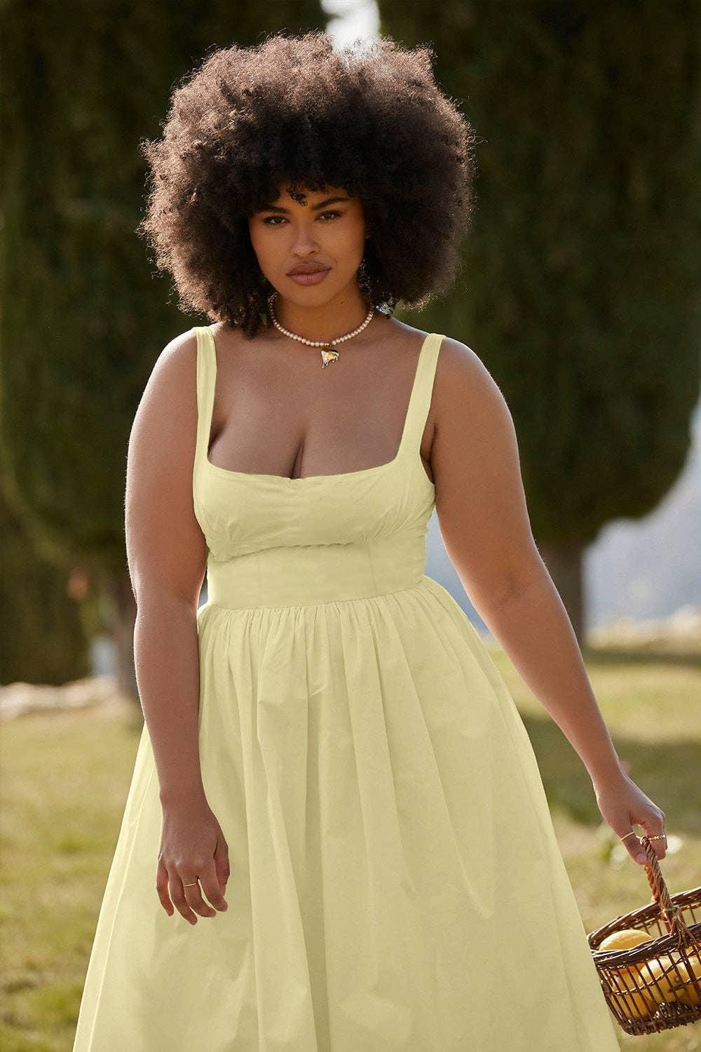 Sleeveless Solid Color Ladies Daily Dress 25521 - SWEETKAMA