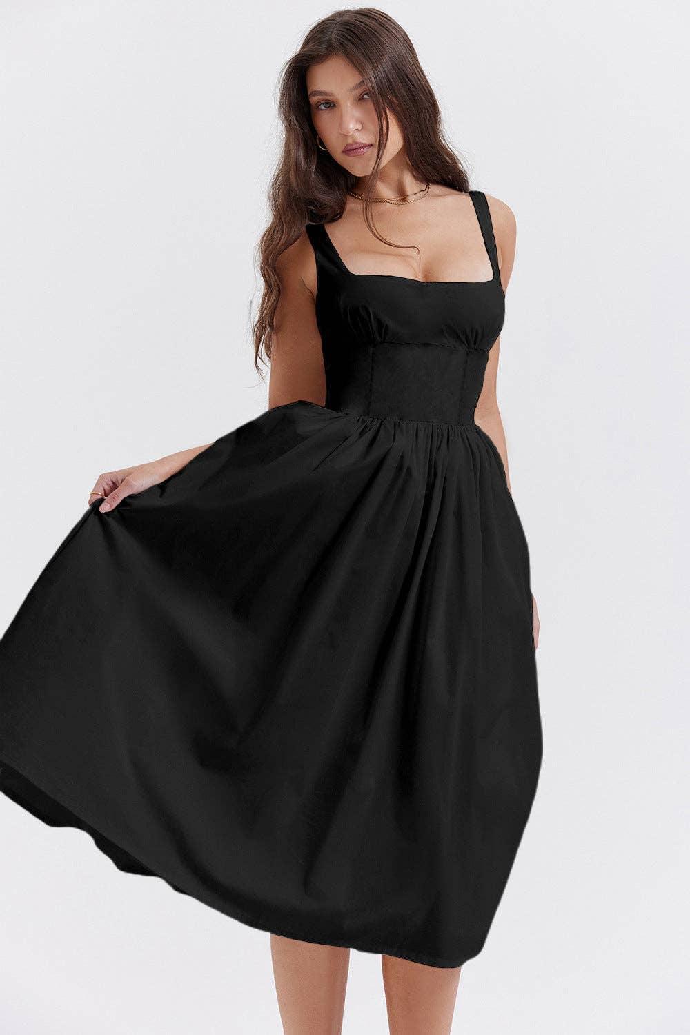 Sleeveless Solid Color Ladies Daily Dress 25521 - SWEETKAMA