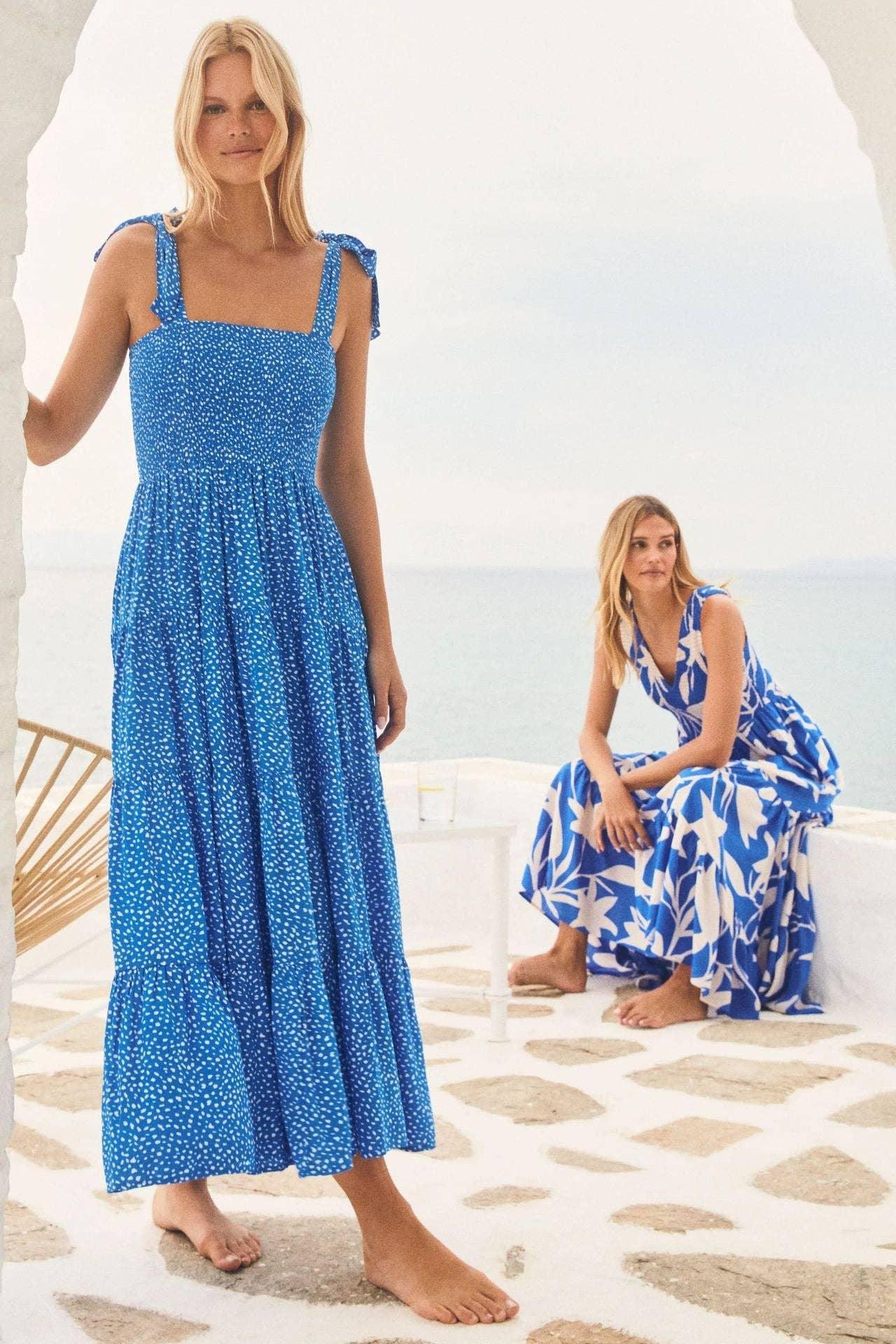 Sleeveless Tie Shoulder Daily Long Dresses 23203 - SWEETKAMA