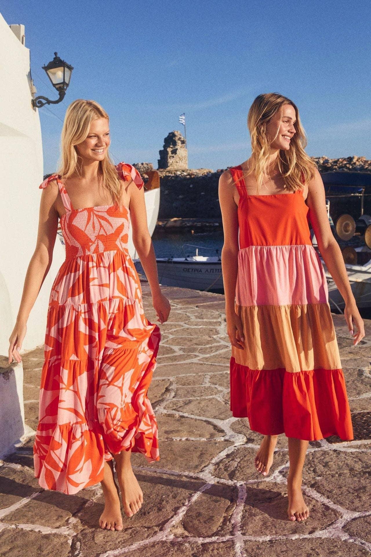 Sleeveless Tie Shoulder Daily Long Dresses 23203 - SWEETKAMA