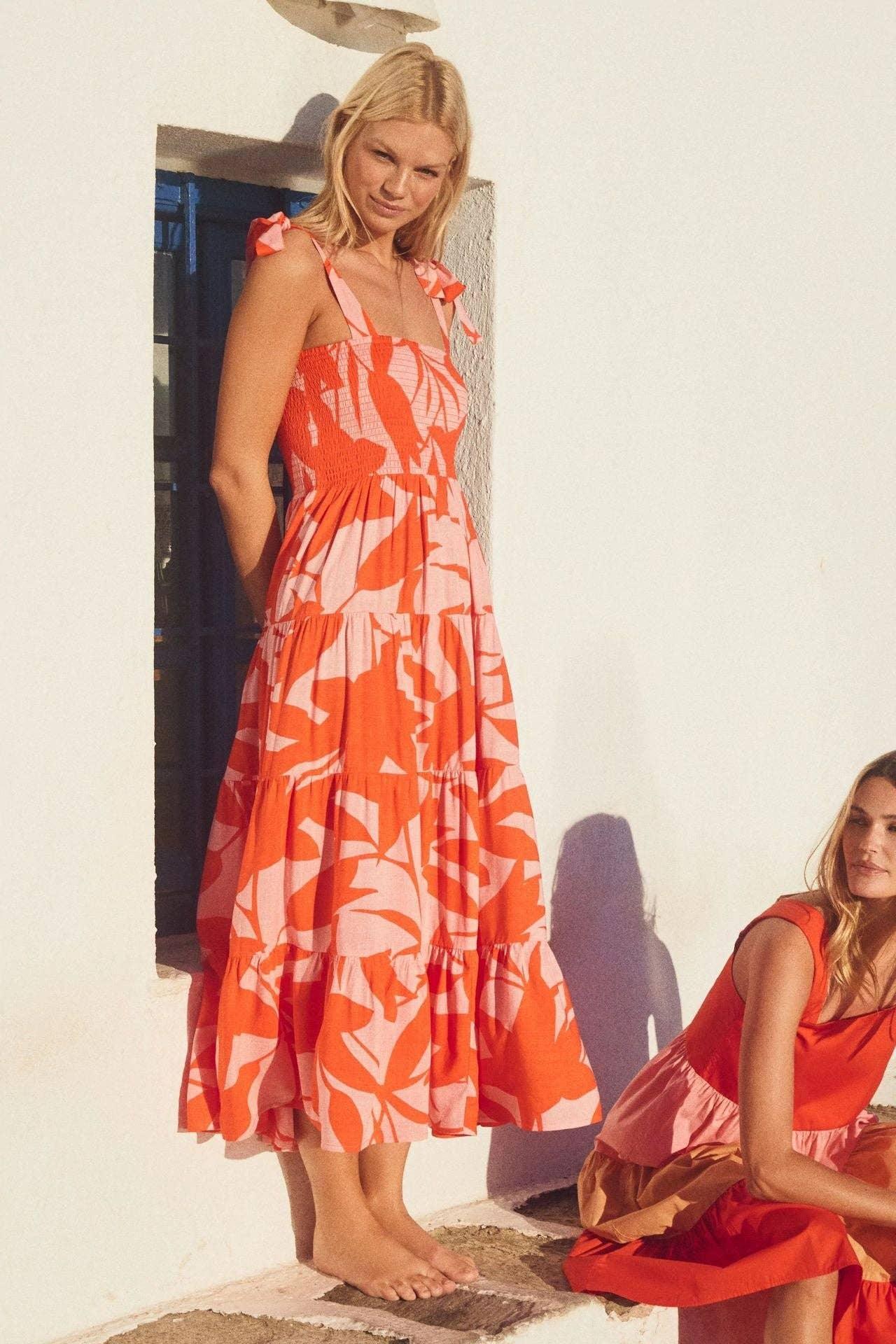 Sleeveless Tie Shoulder Daily Long Dresses 23203 - SWEETKAMA