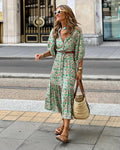 Soft Mid Sleeves Ladies Daily Midi Dress SKD23130 - SWEETKAMA