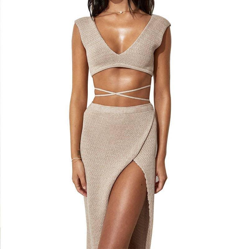 Solid Color Bikini Swimwear Cover Up Set HL9792 - SWEETKAMA