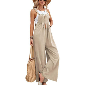 Solid Color Botton Strape Overalls Daily Jumpsuit SKJ2357 - SWEETKAMA