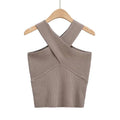 Solid Color Cross Sleeveless Daily Knit Top A9YS220875-9 - SWEETKAMA