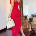 Solid Color Flounce Bikini Swimwear Cover Up Dress HL9772 - SWEETKAMA