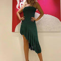 Solid Color Flounce Bikini Swimwear Cover Up Dress HL9772 - SWEETKAMA
