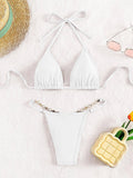 Solid Color Halter Ladies Sexy Swimwear Set A-S132 - SWEETKAMA