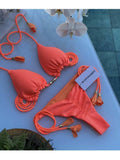Solid Color Halter Micro Thong Triangle Bikini Set GY02 - SWEETKAMA