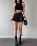 Solid Color High Waist Ladies Skorts KQ7026 - SWEETKAMA
