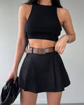 Solid Color High Waist Ladies Skorts KQ7026 - SWEETKAMA