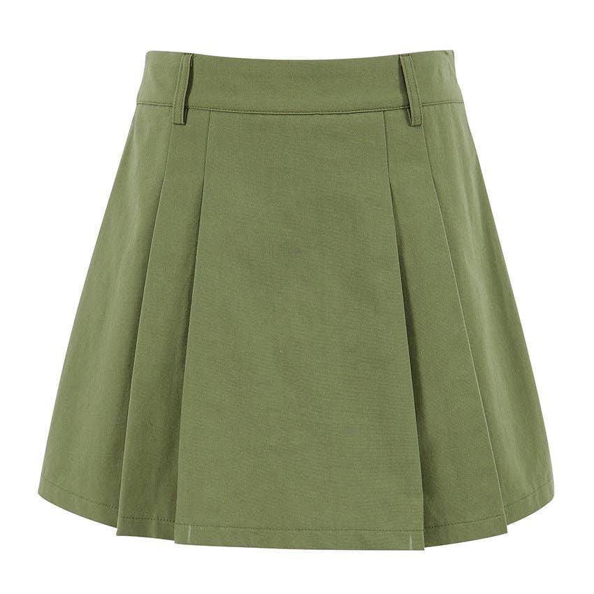 Solid Color High Waist Ladies Skorts KQ7026 - SWEETKAMA