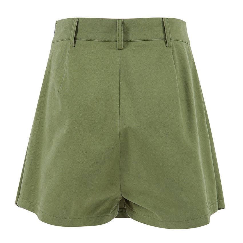 Solid Color High Waist Ladies Skorts KQ7026 - SWEETKAMA