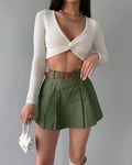 Solid Color High Waist Ladies Skorts KQ7026 - SWEETKAMA