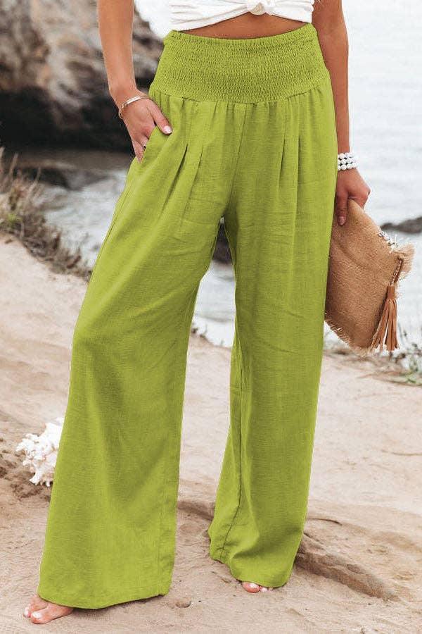 Solid Color Ladies Wide Leg Pants RX6602 - SWEETKAMA