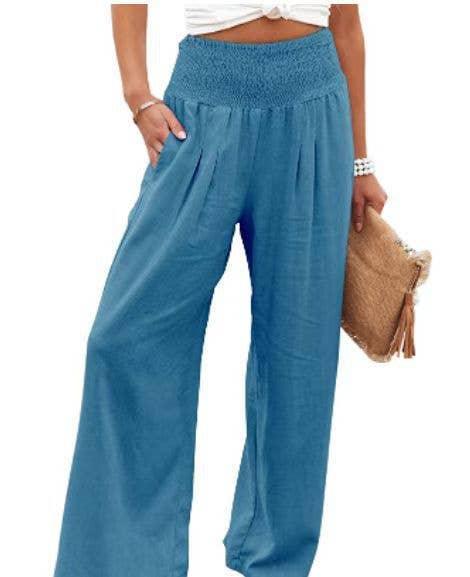Solid Color Ladies Wide Leg Pants RX6602 - SWEETKAMA