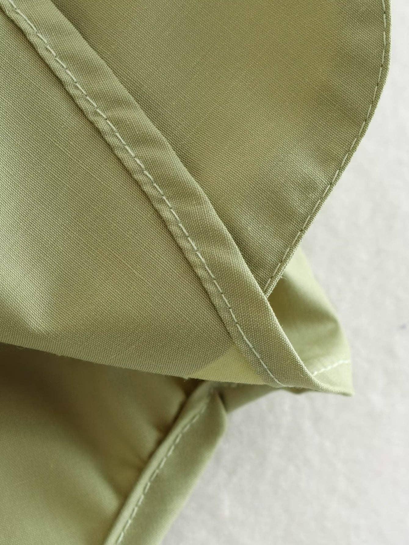 Solid Color Lapel Pockets Sleeveless Short Shirt 8BS968 - SWEETKAMA