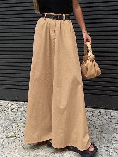 Solid Color Large Hem Ladies Maxi Skirt BSQ3958 - SWEETKAMA